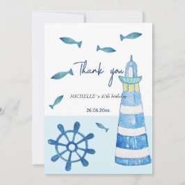 ライトハウスビーチウォーターカラーハ色彩の鮮やかンド サンキューカード