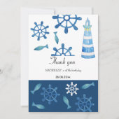 ライトハウスビーチウォーターカラーハ色彩の鮮やかンド サンキューカード (正面)