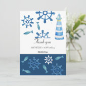 ライトハウスビーチウォーターカラーハ色彩の鮮やかンド サンキューカード (スタンド正面)