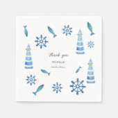 ライトハウスビーチウォーターカラーハ色彩の鮮やかンド スタンダードカクテルナプキン (正面)