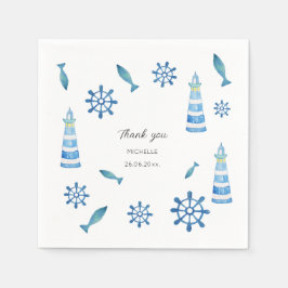 ライトハウスビーチウォーターカラーハ色彩の鮮やかンド スタンダードカクテルナプキン