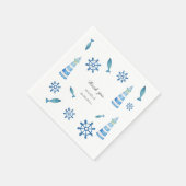 ライトハウスビーチウォーターカラーハ色彩の鮮やかンド スタンダードカクテルナプキン (角)