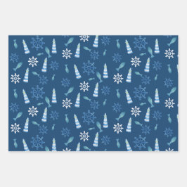 ライトハウスビーチウォーターカラー絵を描ハンドアウトP ラッピングペーパーシート