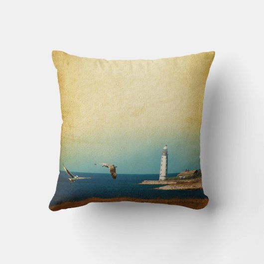 ライトハウスビーチシーンスローカウチピロー クッション (裏面)