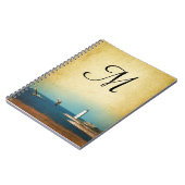 ライトハウスビーチシーンモノグラムイニシャルノート ノートブック (左側)