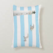 ライトハウスブルー白航海のストライプ色 アクセントクッション (正面(垂直))