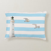 ライトハウスブルー白航海のストライプ色 アクセントクッション (裏面)