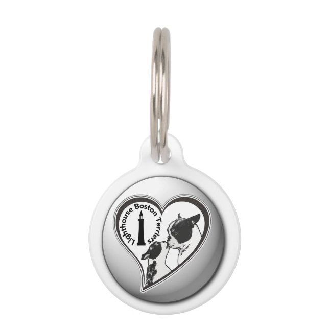 ライトハウスボストンテリアラベル ペット　ネームタグ (正面)