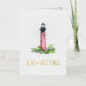 ライトハウスユニーククリスマスカード 箔グリーティングカード (正面)