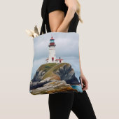 ライトハウスランドスケープ沿岸海穏やかな風景 トートバッグ (クローズアップ)