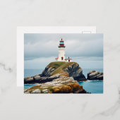 ライトハウスランドスケープ沿岸海穏やかな風景 箔シーズンポストカード (正面/裏面)