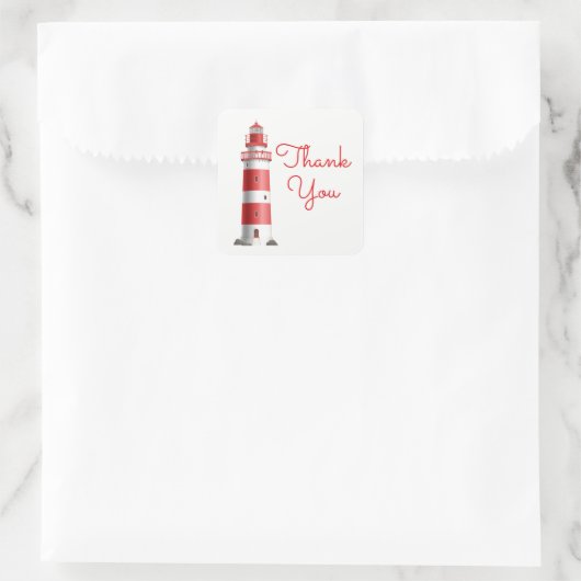 ライトハウスレッドサンキューユービーチ結婚式海ビーチ スクエアシール (バッグ)