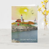 ライトハウスロックスカームコースタルシーン カード (黄色い花)