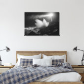 ライトハウスヴィイルオーバーストーミーシーズモノクロアート キャンバスプリント (インサイチュ (寝室))
