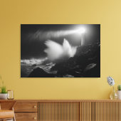 ライトハウスヴィイルオーバーストーミーシーズモノクロアート キャンバスプリント (インサイチュ (リビング))