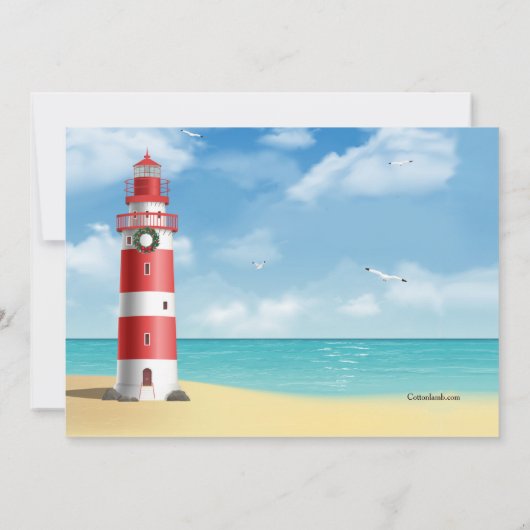 ライトハウス付きクリスマスボートパレード招待状 招待状 (裏面)