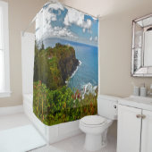 ライトハウス及びきらめくcerulean海 シャワーカーテン (インサイチュ)