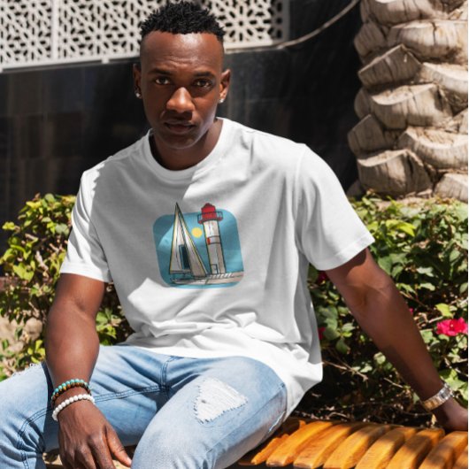 ライトハウス及び帆船 Tシャツ