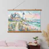 ライトハウス沿岸コテージへの経路 吊り下げ型タペストリー (寝室)