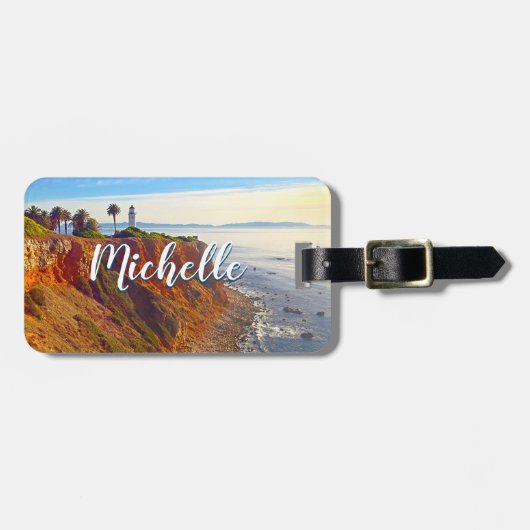 ライトハウス海フォト名前をカスタムするCAバケーション ラゲッジタグ (正面横)