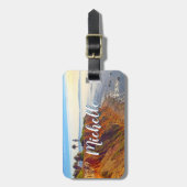 ライトハウス海フォト名前をカスタムするCAバケーション ラゲッジタグ (正面縦)