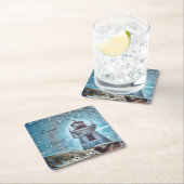 ライトハウス海ブルーコ航海のースタル スクエアペーパーコースター (インサイチュ)