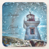 ライトハウス海ブルーコ航海のースタル スクエアペーパーコースター (正面)