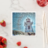 ライトハウス海ブルー航海のコースト素朴 スタンダードカクテルナプキン (インサイチュ)