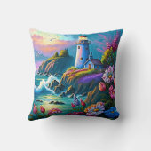 ライトハウス海波カラフル花 クッション (裏面)