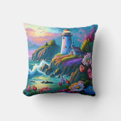 ライトハウス海波カラフル花 クッション (正面)