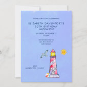 ライトハウス航海のをテーマにした50th誕生日招待状 招待状 (正面)