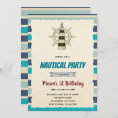ライトハウス航海のテーマの招待 招待状 (正面/裏面)