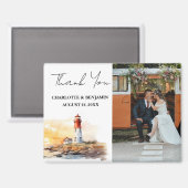 ライトハウス航海のテーマ結婚ズサンキュー マグネット (正面/裏面)