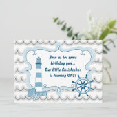 ライトハウス航海のファースト誕生日招待状フォーボーイズ 招待状 (スタンド正面)