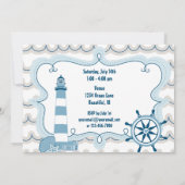 ライトハウス航海のファースト誕生日招待状フォーボーイズ 招待状 (裏面)