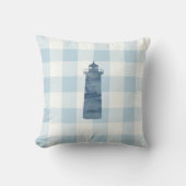 ライトハウス航海のブルーギンガムチェック クッション (正面)