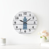 ライトハウス航海のブルーシープラップデコ素朴ール ラージ壁時計 (ホーム)