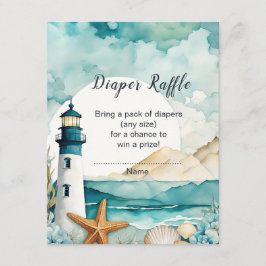 ライトハウス航海のベビーシャワーおむつラッフル エンクロージャーカード