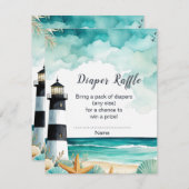ライトハウス航海のベビーシャワーおむつラッフル エンクロージャーカード (正面/裏面)