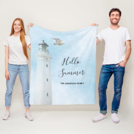 ライトハウス航海の海海の夏 フリースブランケット