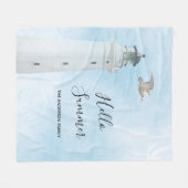 ライトハウス航海の海海の夏 フリースブランケット (正面(横))