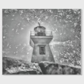 ライトハウス航海の海白黒海岸 ラッピングペーパー (フラット)