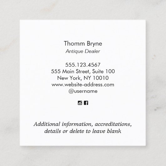 ライトハウス金ゴールドエッチング正方形名刺 スクエア名刺 (裏面)