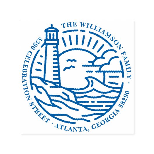 ライトハウス&シーラウンドファミリーネーム差出人住所 セルフインキングスタンプ (デザイン)