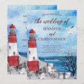 ライトハウス ナウチカル ウェディング 招待状 (正面/裏面)