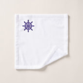 ライトハウス、ヨット&ヘルムオンネイビーブルー&ホワイト バスタオルセット (ウォッシュタオル)