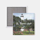 ライトハウス、芝生、および開花ブッシュ マグネット (正面/裏面)