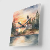 ライトハウス – 2 スクエア壁時計 (傾斜)