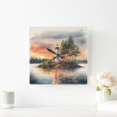 ライトハウス – 4 スクエア壁時計 (ホーム)