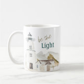 ライトハウス「Be the Light」水彩画やる気を起こさせる コーヒーマグカップ (左)